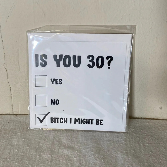 30th Birthday Is You Thirty Bday Gift Set of Two Items Wine Glass Greeting Card - Picture 4 of 6